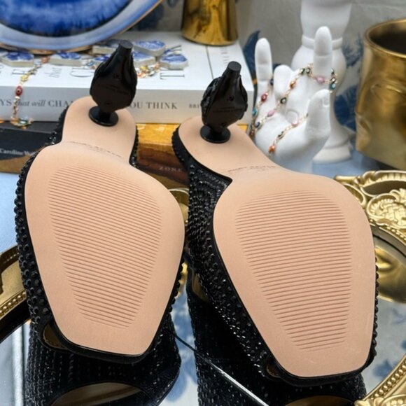 🆕 KURT GEIGER LONDON 🧿 NWOB 60mm Black Crystal Eagle Heel Mule, Sz 37 US 7 - Picture 14 of 16